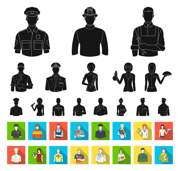 People of different professions black,flat icons in set collection for design. Worker and specialist vector symbol stock web illustration.