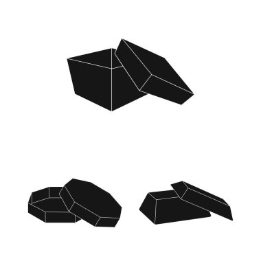 Karton ve teslimat işareti vektör tasarımı. Hisse senedi için karton ve etiket vektör simge kümesi.