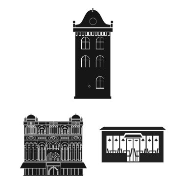 Bina ve şehir simge vektör Illustration. Bina ve iş hisse senedi vektör çizim koleksiyonu.