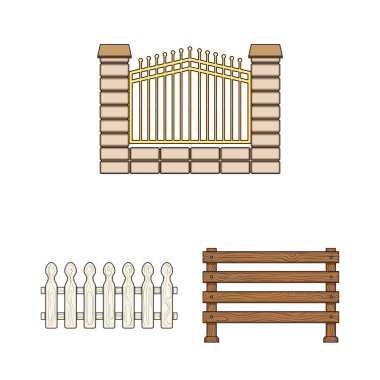 Kapı ve çit logo vektör Illustration. Hisse senedi için kapı ve duvar vektör simge kümesi.
