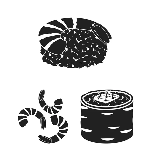 Isolerade objekt av sushi och fisk symbol. Uppsättning av sushi och mat vektor ikon för lager. — Stock vektor