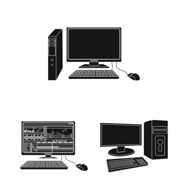 Conception vectorielle de l'écran et du logo de l'ordinateur. Jeu d'icône vectorielle écran et maquette pour stock . — Image vectorielle
