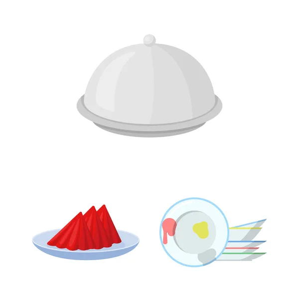 Векторный дизайн таблички и иконки этикета. Набор векторных иконок для тарелок и ужинов на складе . — стоковый вектор