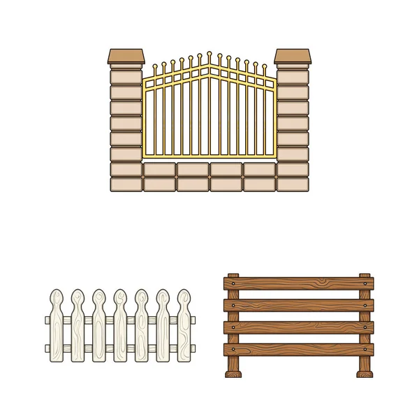 Vektorillustration av grind och staket logotyp. Uppsättning av gate och vägg vektor ikonen för lager. — Stock vektor
