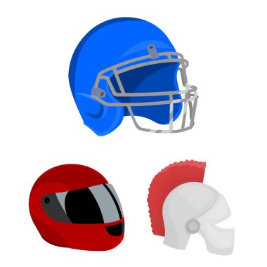 Kask ve spor işareti yalıtılmış nesne. Hisse senedi için kask ve moto vektör simge topluluğu.