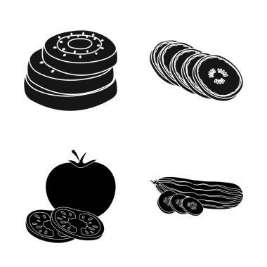 Sebze ve meyve sembolü yalıtılmış nesne. Sebze ve gıda hisse senedi vektör çizim topluluğu.