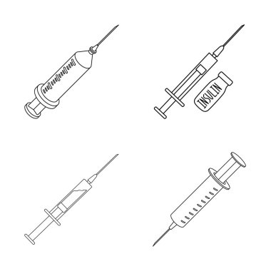 Aşı ve şırınga simge vektör Illustration. Aşı ve web için antibiyotik hisse senedi simgesi.