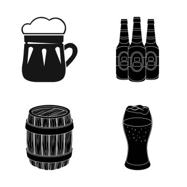 En az vektör çizim ve bira bardağı oturum açın. Hisse senedi için simge vektör kümesi en az ve el sanatları.