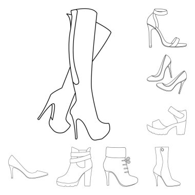 Topuk ve yüksek sembolü yalıtılmış nesne. Topuk ve stiletto vektör simgesini hissenin topluluğu.