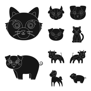 Hayvan ve habitat simge vektör tasarımı. Hisse senedi için hayvan ve çiftlik vektör simge kümesi.