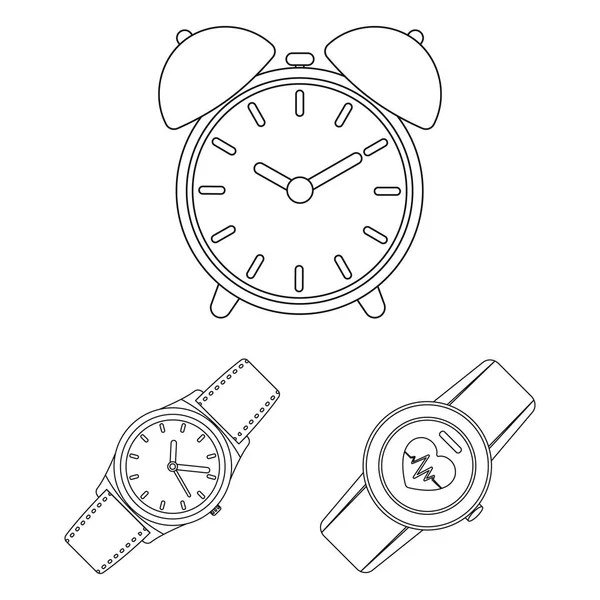 Ilustração vetorial do símbolo de hora e hora. Coleção de tempo e ilustração do vetor de estoque de negócios . — Vetor de Stock