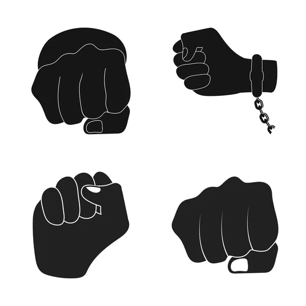 Isolated object of fist and punch sign. Collection of fist and hand vector icon for stock. — Stock Vector