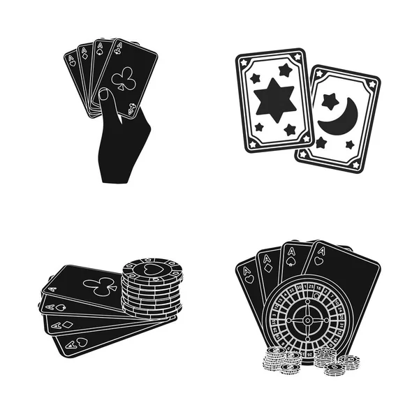 Ilustração vetorial de jogo e ícone mágico. Conjunto de jogo e vetor de poker ícone para estoque . — Vetor de Stock