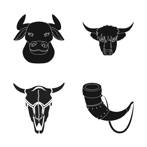 Ilustração vetorial de chifre e logotipo animal. Conjunto de antler e ilustração vetorial de estoque de morte . — Vetor de Stock