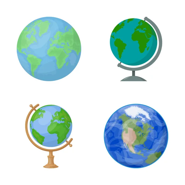 Objeto aislado de globo y símbolo del mundo. Colección de globo y tierra símbolo de stock para la web . — Vector de stock