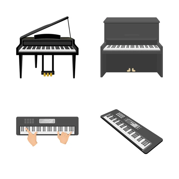 Illustration vectorielle de musique et signe piano. Collection de musique et illustration vectorielle de stock de chansons . — Image vectorielle