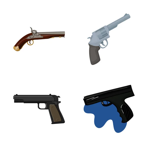 Vector design of revolver and pistol icon. Set of revolver and trigger stock vector illustration. — Stock Vector