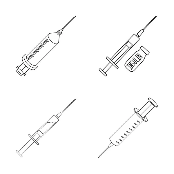 疫苗和注射器标志的向量例证。网络疫苗和抗生素库存符号集. — 图库矢量图片