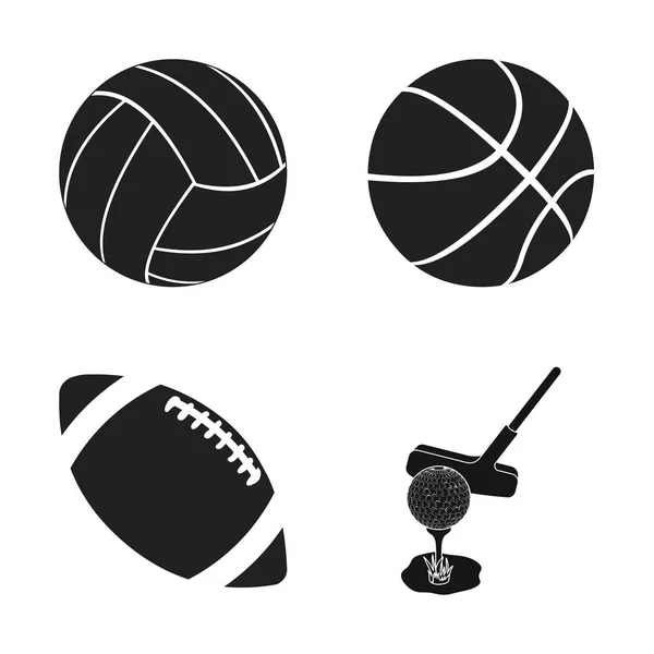 野球とサッカーの記号の孤立したオブジェクト。ストックのボールとバスケット ボールのベクター アイコンのセット. — ストックベクタ