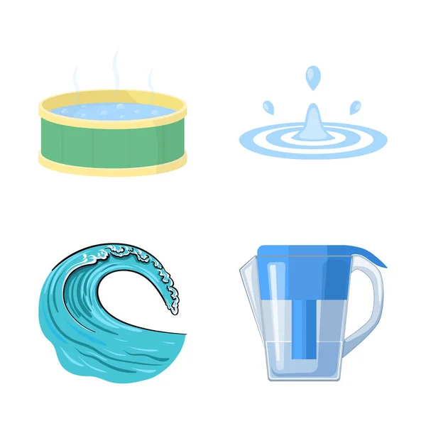 Illustrazione vettoriale dell'icona acqua e goccia. Set di acqua e spruzzi simbolo stock per il web . — Vettoriale Stock