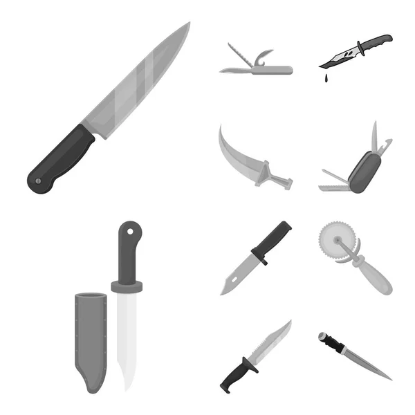 ナイフとカットのシンボルの孤立したオブジェクト。ナイフと web フラット株式記号のセット. — ストックベクタ