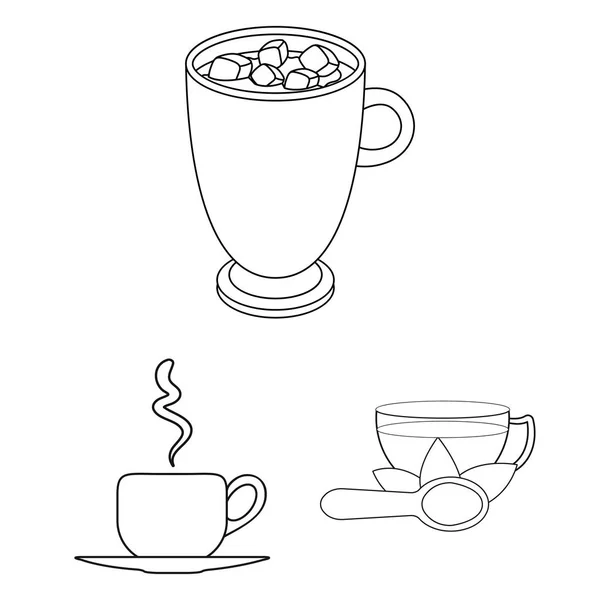 Isolated object of cup and coffe sign. Collection of cup and top  vector icon for stock. — Stock Vector