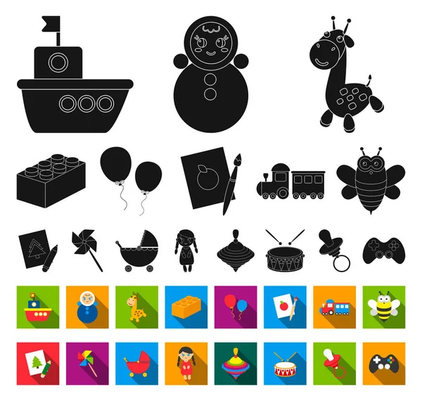 Παιδική Παιχνίδι Μαύρο Επίπεδη Εικονίδια Στη Συλλογή Σετ Για Σχεδιασμό — Διανυσματικό Αρχείο