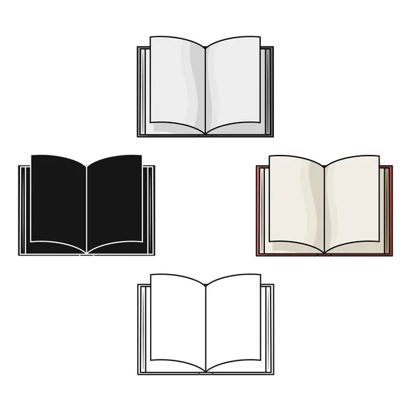 Öppnade boken ikonen i tecknad stil isolerad på vit bakgrund. Böcker symbol lager vektorillustration. — Stock vektor