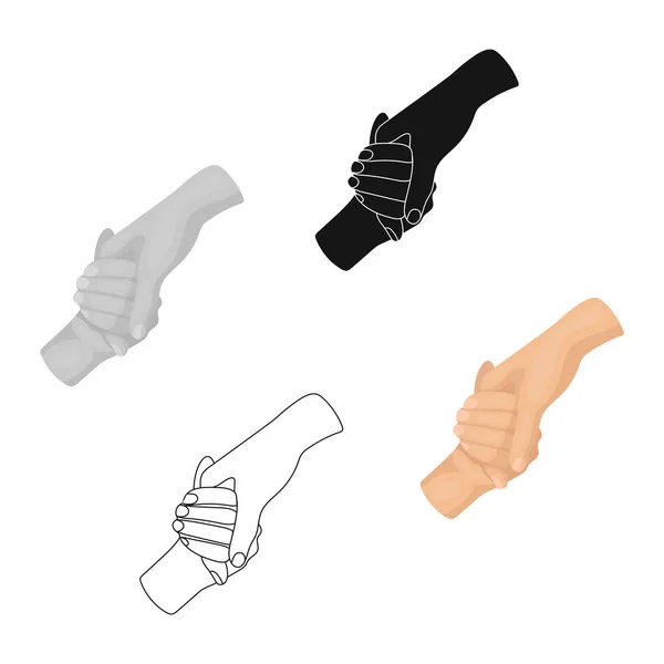 Руки, що тримають значок у мультиплікаційному стилі, ізольовані на білому тлі. Благодійність і пожертвування символ запас Векторні ілюстрації . — стоковий вектор