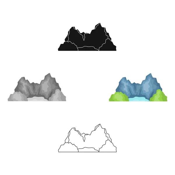 Montaña azul, bajo la cual fluye el río.Diferentes montañas icono único en el estilo de dibujos animados vector símbolo stock ilustración . — Archivo Imágenes Vectoriales