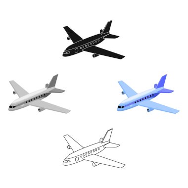 Nakliye için insanlar, çok sayıda uçak. En güvenli hava taşımacılığı. Resimde çizgi film tarzı vektör simge stok taşıma tek simge.