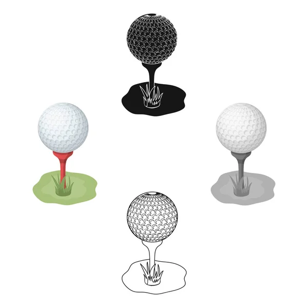 Boule de golf sur le stand.Golf club icône unique dans le style dessin animé vectoriel symbole illustration web . — Image vectorielle