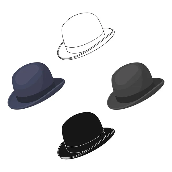 Bowler icono sombrero en estilo de dibujos animados aislado sobre fondo blanco. Hipster estilo símbolo stock vector ilustración . — Vector de stock