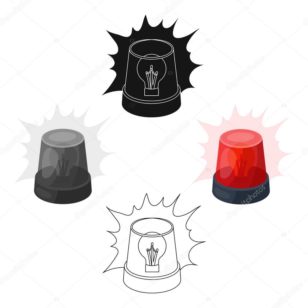 Emergency rotating beacon light icon in cartoon design isolated on white background. Police symbol stock vector illustration.