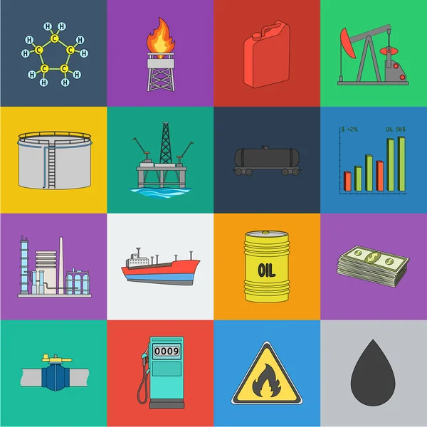 Set koleksiyonu tasarım için petrol sanayi karikatür simgeler. Ekipman ve petrol üretimi sembol stok web illüstrasyon vektör.
