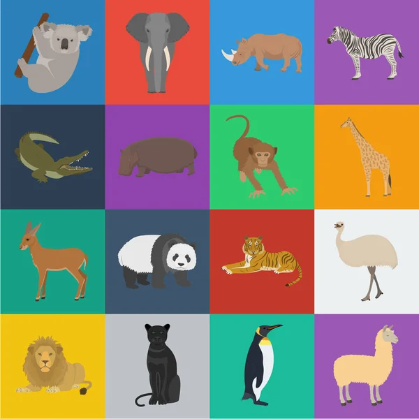 Différents animaux icônes de dessin animé dans la collection de jeu pour la conception. Illustration de la toile du symbole vectoriel oiseau, prédateur et herbivore . — Image vectorielle