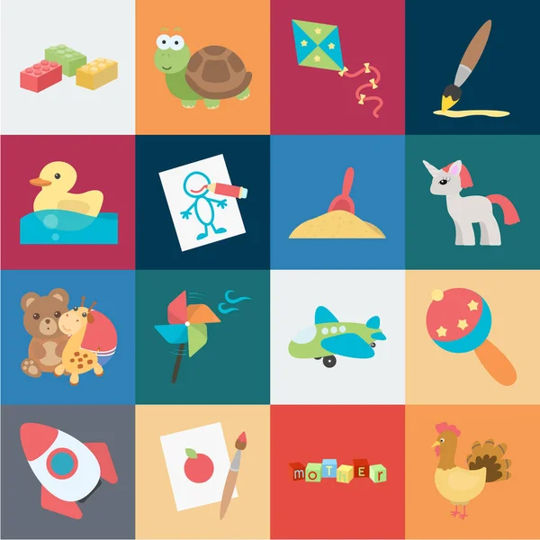 Childrens toy cartoon pictogrammen in set collectie voor design. Spel en bauble symbool voorraad web vectorillustratie. — Stockvector