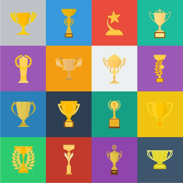 Gouden Cup cartoon pictogrammen in set collectie voor design. Winnaars Cup vectorillustratie symbool voorraad web. — Stockvector