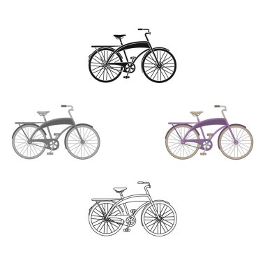 Yarım daire biçimli bir çerçeve ile yürüyüş için yol bisikleti. Resimde çizgi film tarzı vektör simge stok farklı bisiklet tek simge.