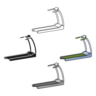 Koşu bandı simgesi beyaz arka plan üzerinde izole karikatür tarzı. Spor ve fitness sembol stok vektör çizim.