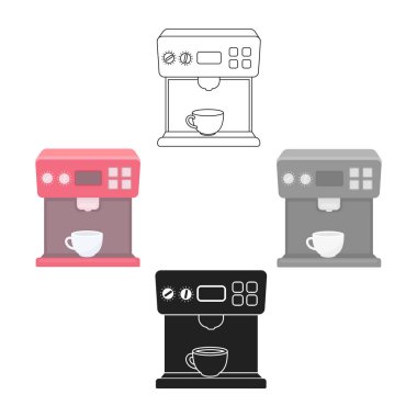 Beyaz arka plan üzerinde izole karikatür tarzı kahve makinesi simgesini. Ev aleti sembol stok vektör çizim.