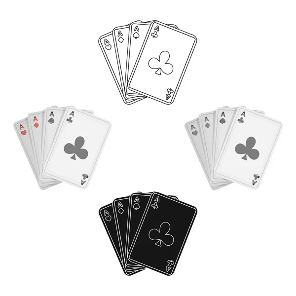 Jogar cartas plásticas para jogar poker no casino. Um jogo popular no casino.Kasino único ícone em desenho animado estilo vetor símbolo estoque ilustração . — Vetor de Stock