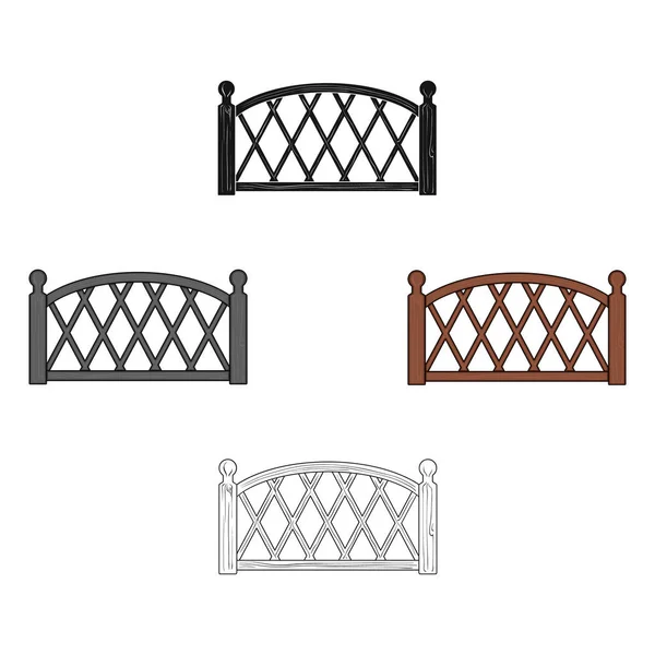 Деревянный забор. Другой забор единственный значок в карикатурном стиле векторный символ акции иллюстрация веб . — стоковый вектор