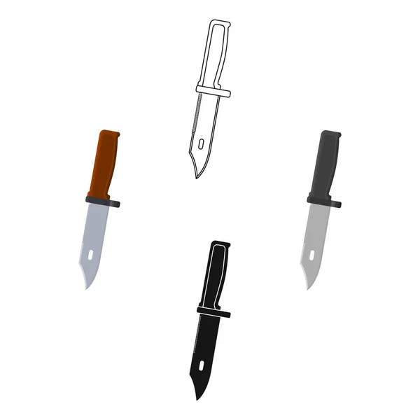 Icono de cuchillo de combate militar en estilo de dibujos animados aislado sobre fondo blanco. Militar y ejército símbolo stock vector ilustración — Vector de stock