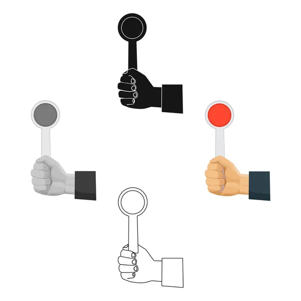 Hand met stopbord pictogram in cartoon stijl geïsoleerd op een witte achtergrond. Parkeren zone symbool voorraad vectorillustratie. — Stockvector