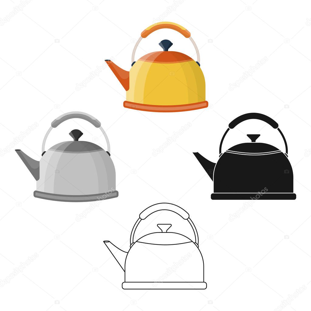 Kettle icon in cartoon style isolated on white background. Kitchen symbol stock vector illustration.