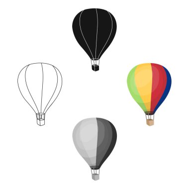 Airballoon simgesi beyaz arka plan üzerinde izole karikatür tasarım. Dinlenmek ve sembol stok vektör çizim seyahat.