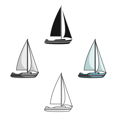 Yelkenli yelken için. Tekne yelken rekabet. Gemi ve su taşıma tek simge karikatür tarzı vektör simge stok çizimde.