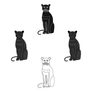 Panter, yırtıcı hayvan. Pantera, vahşi kedi tek kutsal kişilerin resmi içinde karikatür tarzı vektör simge stok çizim web.