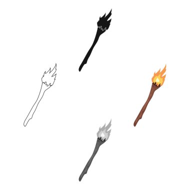 Meşale simgesi beyaz arka plan üzerinde izole karikatür tarzı. Taş Devri sembol stok vektör çizim.